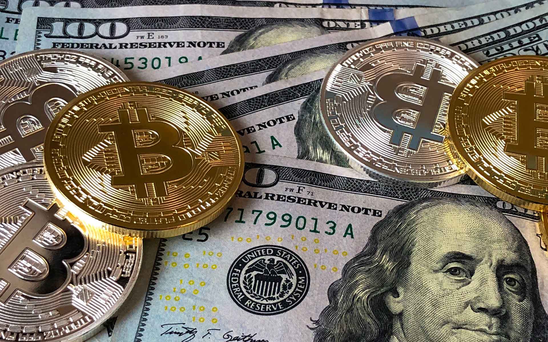 Bitcoin and Dollar Graphic